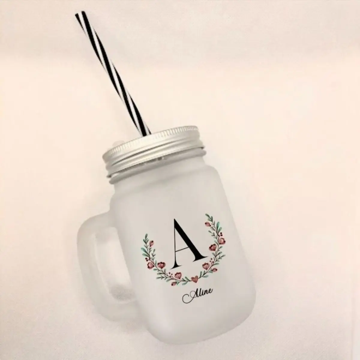 Personalized Glass Sipper with Straw